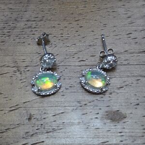 Sterling Silver and Opal Earrings